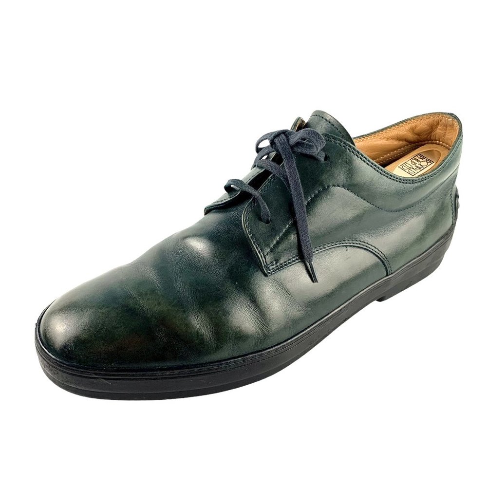 TOD'S Olive Green Italian Leather Vibram Sole Casual Derby